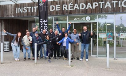 Rachel Gueguen, accompagnée de l'équipe Handisport pour les Olympiades adaptées de l'Institut de Réadaptation du Cap Horn